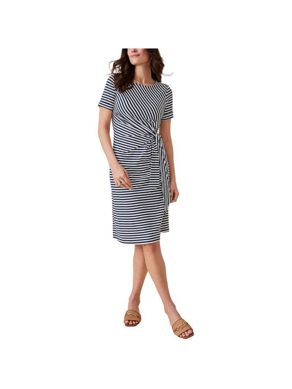 J. McLaughlin Leonora dress navy blue/white stripe size medium NWT
